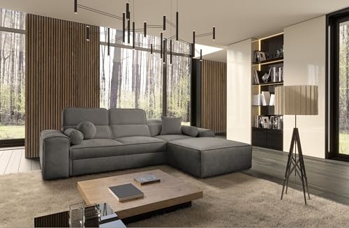All4All Ecksofa Simon mit Schlaffunktion & Bettkasten – L-Form - modernes Schlafsofa mit 3 verstellbaren Kopfstützen - 274x187 cm – viele Farben - Couch - Schlafcouch - Eckcouch 26 (Toro 5, Rechts) von All4All