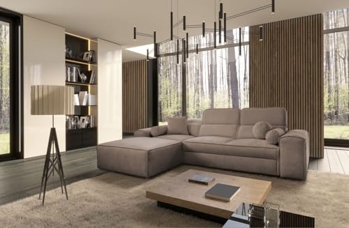 All4All Ecksofa Simon mit Schlaffunktion & Bettkasten – L-Form - modernes Schlafsofa mit 3 verstellbaren Kopfstützen - 274x187 cm – viele Farben - Couch - Schlafcouch - Eckcouch 26 (Toro 50, Links) von All4All