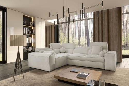 Ecksofa Simon II - mit Schlaffunktion & Bettkasten – L-Form - modernes Schlafsofa mit verstellbaren Kopfstützen -276x205x91 cm – viele Farben - Couch - Schlafcouch - Eckcouch 26 (Toro 15, Links) von All4All