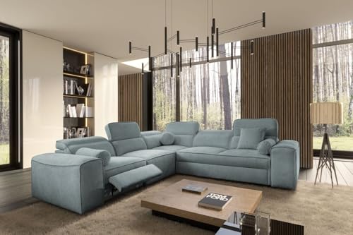 All4All Ecksofa Simone III Mix - Wohnlandschaft mit Relaxfunktion – Couch mit Schlaffunktion - Bettaksten - verstellbare Kopfstützen - Beste Qualität - 26 (Toro 120, Links) von All4All