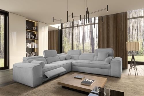 All4All Ecksofa Simone III Mix - Wohnlandschaft mit Relaxfunktion – Couch mit Schlaffunktion - Bettaksten - verstellbare Kopfstützen - Beste Qualität - 26 (Toro 145, Links) von All4All