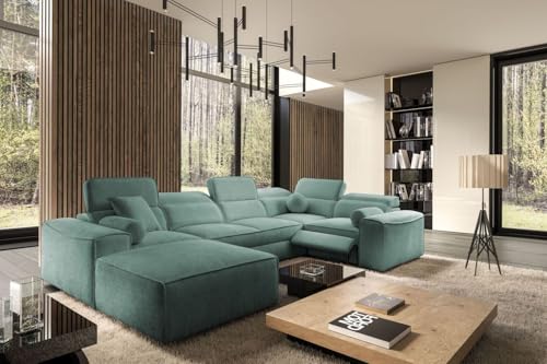 All4All Ecksofa Simone IV Mix - 343x205x187cm - U Form - Couch mit Schlaffunktion & Bettkasten - Polsterecke - XXL Wohnlandschaft in vielen Farben - Modernes Sofa - Eckcouch - 26 (Toro 100, Links) von All4All