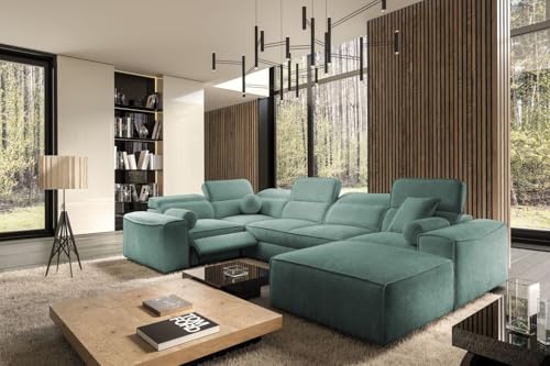 All4All Ecksofa Simone IV Mix - 343x205x187cm - U Form - Couch mit Schlaffunktion & Bettkasten - Polsterecke - XXL Wohnlandschaft in vielen Farben - Modernes Sofa - Eckcouch - 26 (Toro 100, Rechts) von All4All