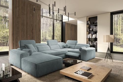 All4All Ecksofa Simone IV Mix - 343x205x187cm - U Form - Couch mit Schlaffunktion & Bettkasten - Polsterecke - XXL Wohnlandschaft in vielen Farben - Modernes Sofa - Eckcouch - 26 (Toro 120, Links) von All4All