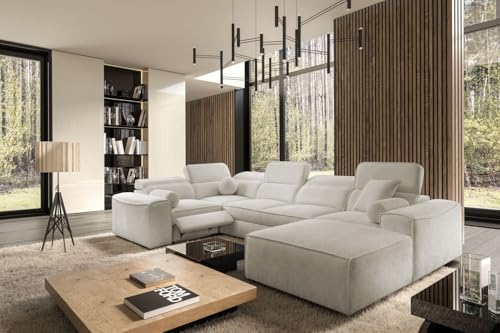 All4All Ecksofa Simone IV Mix - 343x205x187cm - U Form - Couch mit Schlaffunktion & Bettkasten - Polsterecke - XXL Wohnlandschaft in vielen Farben - Modernes Sofa - Eckcouch - 26 (Toro 15, Rechts) von All4All