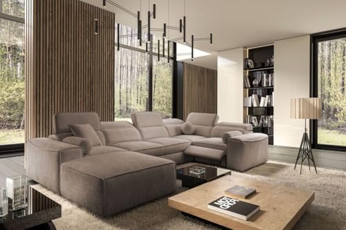 All4All Ecksofa Simone IV Mix - 343x205x187cm - U Form - Couch mit Schlaffunktion & Bettkasten - Polsterecke - XXL Wohnlandschaft in vielen Farben - Modernes Sofa - Eckcouch - 26 (Toro 50, Links) von All4All