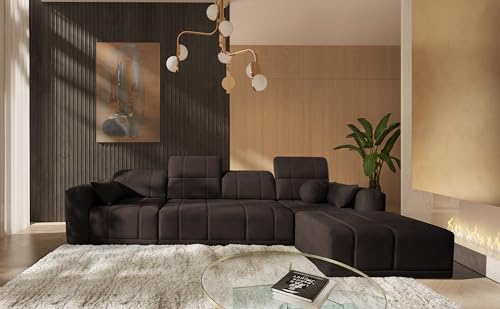 All4All Ecksofa mit Schlaffunktion Rico XII 346 cm x 195 cm - Schlafsofa mit Bettkasten - Eckcouch - XXL Sofa - Wohnlandschaft L-Fom - Braun - Chenille Gewebe - Seite Rechts - Modern 26 von All4All