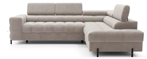 All4All Ecksofa mit Schlaffunktion Fresco - 276x72x200cm - Schlafsofa mit Bettkasten – Verstellbaren Kopfstützen -Polsterecke - Couch - Eckcouch - Wellenfederkern - L-Form - 23 (Paros 02, Rechts) von All4All