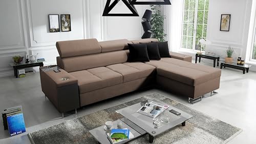 All4All Ecksofa mit Schlaffunktion Margo I Mini 272x170 cm - Schlafsofa mit Bettkasten - Sofa in L-Form - für 3 Personen - Seite rechts - Gewebe - Braun - Modern 26 All4All Ecksofa mit Schlaffunktion Margo I Mini 272x170 cm - Schlafsofa mit Bettkasten - Sofa in L-Form - für 3 Personen - Seite rechts - Gewebe - Braun - Modern 26 von All4All