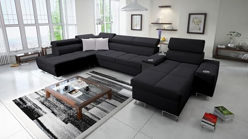 All4All Ecksofa mit Schlaffunktion Margo V 371x221 cm - Schlafsofa mit Bettkasten - Wohnlandschaft in U-Form - XXL Sofa - Seite rechts - Gewebe - Schwarz - Modern 26 All4All Ecksofa mit Schlaffunktion Margo V 371x221 cm - Schlafsofa mit Bettkasten - Wohnlandschaft in U-Form - XXL Sofa - Seite rechts - Gewebe - Schwarz - Modern 26 von All4All