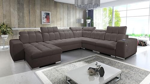 All4All Ecksofa mit Schlaffunktion Piaggio VIII - 364x285cm - Sofa mit Bettkasten - Schlafsofa U-Form - XXL Eckcouch - Couch - Wohnlandschaft - Bett - Wohnzimmer - Terra 26 Seite Links 26 von All4All