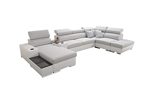 All4All Ecksofa mit Schlaffunktion Ponti Couch Wohnlandschaft Bettkasten Schwarz Grau Lila Blau Links Rechts Groß XXL 26 (Links, Luxo 6601 + Ekj 1) von All4All