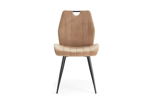 All4All Esszimmerstuhl Arnes - Küchenstuhl - Polsterstuhl - Wohnzimmerstuhl - Sessel - Gepolster - Bezug aus Samt - Stuhl - Viele Farben - 05 (Beige) von All4All