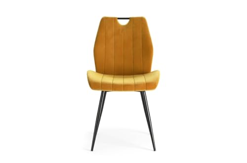 All4All Esszimmerstuhl Arnes - Küchenstuhl - Polsterstuhl - Wohnzimmerstuhl - Sessel - Gepolster - Bezug aus Samt - Stuhl - Viele Farben - 05 (Curry) von All4All