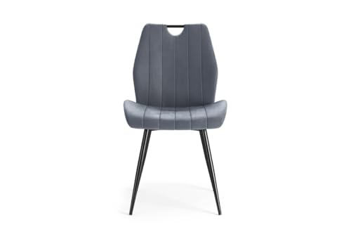All4All Esszimmerstuhl Arnes - Küchenstuhl - Polsterstuhl - Wohnzimmerstuhl - Sessel - Gepolster - Bezug aus Samt - Stuhl - Viele Farben - 05 (Grau) von All4All