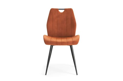 All4All Esszimmerstuhl Arnes - Küchenstuhl - Polsterstuhl - Wohnzimmerstuhl - Sessel - Gepolster - Bezug aus Samt - Stuhl - Viele Farben - 05 (Zimt) von All4All