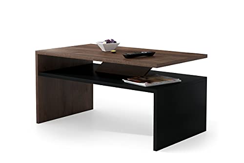 All4All Kleiner Couchtisch Pico - Kaffeetisch - Wohnzimmertisch – Sofatisch mit Ablage - Kleiner Tisch - kompakte Größe - 90x50cm - 05 - Braune Eiche + Schwarz All4All Kleiner Couchtisch Pico - Kaffeetisch - Wohnzimmertisch – Sofatisch mit Ablage - Kleiner Tisch - kompakte Größe - 90x50cm - 05 - Braune Eiche + Schwarz von All4All