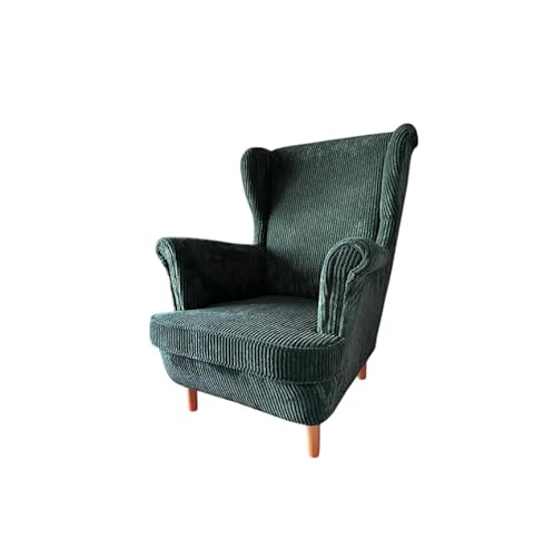 All4All Ohrensessel Sessel - Lounge Sessel mit Armlehnen - Polsterstuhl für Esszimmer - Cordstoff - Relaxsessel - Grau - Grün - Rosa -Blau - Gemütlicher Designer - Wohnzimmer - Fernsehsessel (Grün) von All4All