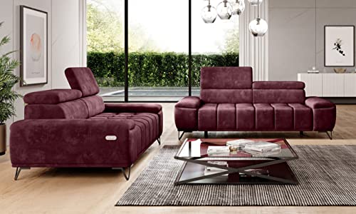 All4All Sofagarnitur 3+2 Polstergarnitur Wohnzimmerset 2-sitzer 3-sitzer Gesteppt Industriell Relaxfunktion 11 (3+2) von All4All
