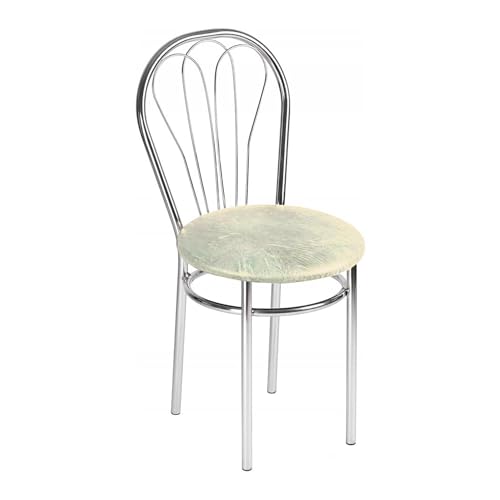 All4All Stuhl Venus Küchenstuhl aus Metal Chrom Bistrostuhl Esszimmer Wohnzimmer Esszimmerstuhl Wohnzimmerstuhl (AL 18 Ecru) von All4All