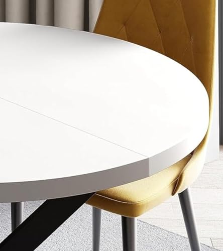 All4All Tisch Loren - runder Esstisch - Metallbeine - Tisch Glamour - Moderne Beine - Kafeetisch - Loft Stil - 75/100-176cm - 27 - Weiß von All4All