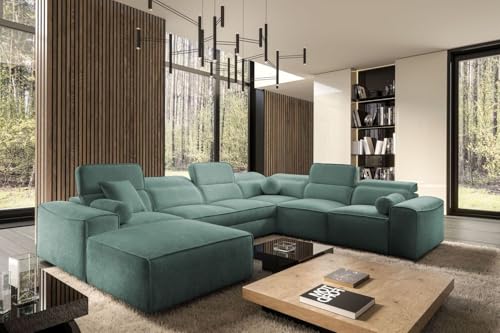 All4All XXL Ecksofa Simone VIII - Wohnlandschaft mit Schlaffunktion & 3 Bettkästen – Sofa mit 7 verstellbaren Kopfstützen 43x278/187 cm Beste Qualität - 26 (Toro 100, Links) von All4All