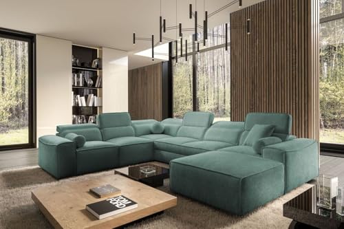 All4All XXL Ecksofa Simone VIII - Wohnlandschaft mit Schlaffunktion & 3 Bettkästen – Sofa mit 7 verstellbaren Kopfstützen 43x278/187 cm Beste Qualität - 26 (Toro 100, Rechts) von All4All