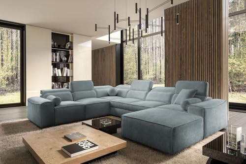 All4All XXL Ecksofa Simone VIII - Wohnlandschaft mit Schlaffunktion & 3 Bettkästen – Sofa mit 7 verstellbaren Kopfstützen 43x278/187 cm Beste Qualität - 26 (Toro 120, Rechts) von All4All
