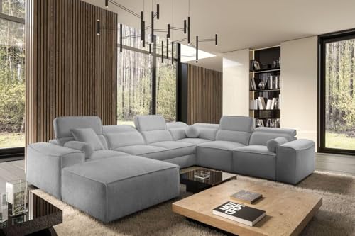All4All XXL Ecksofa Simone VIII - Wohnlandschaft mit Schlaffunktion & 3 Bettkästen – Sofa mit 7 verstellbaren Kopfstützen 43x278/187 cm Beste Qualität - 26 (Toro 145, Links) von All4All