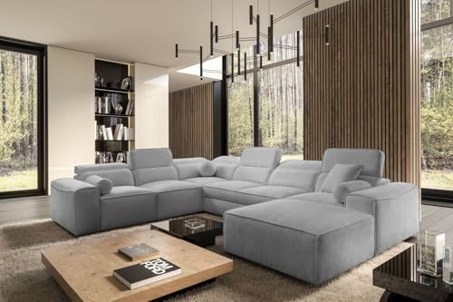 All4All XXL Ecksofa Simone VIII - Wohnlandschaft mit Schlaffunktion & 3 Bettkästen – Sofa mit 7 verstellbaren Kopfstützen 43x278/187 cm Beste Qualität - 26 (Toro 145, Rechts) von All4All
