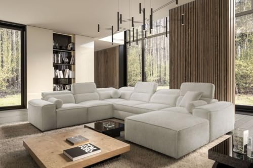 All4All XXL Ecksofa Simone VIII - Wohnlandschaft mit Schlaffunktion & 3 Bettkästen – Sofa mit 7 verstellbaren Kopfstützen 43x278/187 cm Beste Qualität - 26 (Toro 15, Rechts) von All4All