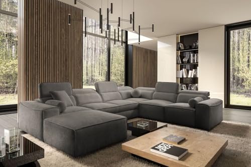 All4All XXL Ecksofa Simone VIII - Wohnlandschaft mit Schlaffunktion & 3 Bettkästen – Sofa mit 7 verstellbaren Kopfstützen 43x278/187 cm Beste Qualität - 26 (Toro 5, Links) von All4All