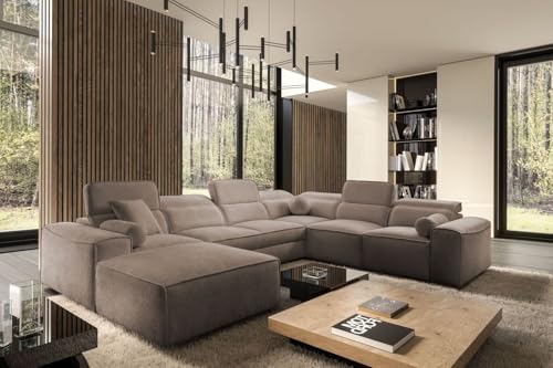 All4All XXL Ecksofa Simone VIII - Wohnlandschaft mit Schlaffunktion & 3 Bettkästen – Sofa mit 7 verstellbaren Kopfstützen 43x278/187 cm Beste Qualität - 26 (Toro 50, Links) von All4All