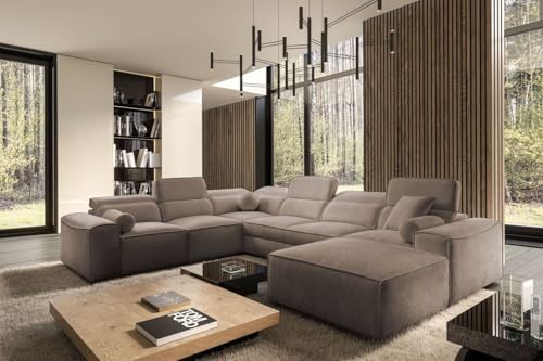 All4All XXL Ecksofa Simone VIII - Wohnlandschaft mit Schlaffunktion & 3 Bettkästen – Sofa mit 7 verstellbaren Kopfstützen 43x278/187 cm Beste Qualität - 26 (Toro 50, Rechts) von All4All