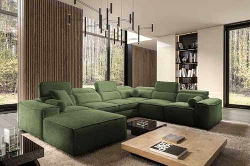 All4All XXL Ecksofa Simone VIII - Wohnlandschaft mit Schlaffunktion & 3 Bettkästen – Sofa mit 7 verstellbaren Kopfstützen 43x278/187 cm Beste Qualität - 26 (Toro 95, Links) von All4All