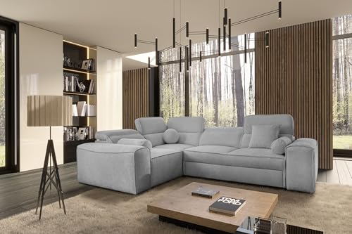 Ecksofa Simon II - mit Schlaffunktion & Bettkasten – L-Form - modernes Schlafsofa mit verstellbaren Kopfstützen -276x205x91 cm – viele Farben - Couch - Schlafcouch - Eckcouch 26 (Toro 145, Links) von All4All