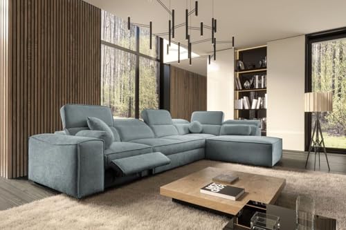 Ecksofa Simone XI Mix mit Schlaffunktion & Bettkasten – XXL Wohnlandschaft mit verstellbaren Kopfstützen & ausziehbarem Fußteil - Modernes Sofa - Couch - L-Form - 347x216cm - 26 (Toro 120, Rechts) von All4All