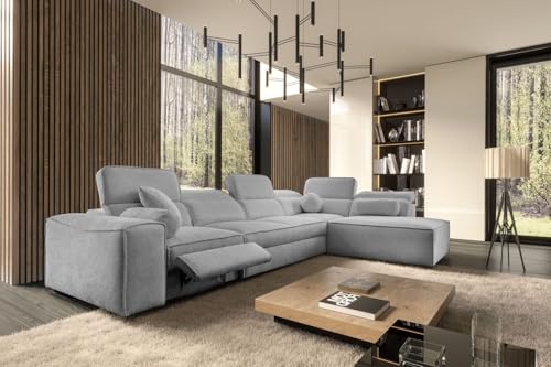 Ecksofa Simone XI Mix mit Schlaffunktion & Bettkasten – XXL Wohnlandschaft mit verstellbaren Kopfstützen & ausziehbarem Fußteil - Modernes Sofa - Couch - L-Form - 347x216cm - 26 (Toro 145, Rechts) von All4All