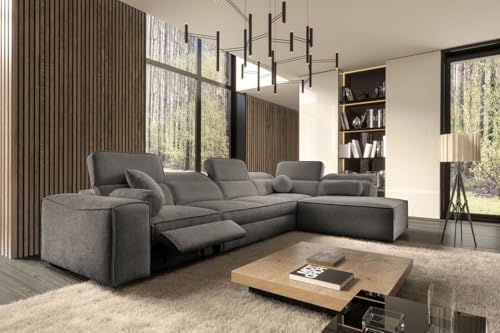 Ecksofa Simone XI Mix mit Schlaffunktion & Bettkasten – XXL Wohnlandschaft mit verstellbaren Kopfstützen & ausziehbarem Fußteil - Modernes Sofa - Couch - L-Form - 347x216cm - 26 (Toro 5, Rechts) von All4All