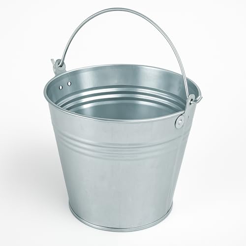 Eimer - Zinkeimer - Edelstahleimer - Milcheimer - Zinkeimer mit Holzgriff- 16,10,12,5,7l Wassereimer - Futtereimer - Kückeneimer (Edelstahleimer mit Rote Griff, 7l) von All4All