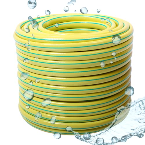 Gartenschlauch 1/2, 3/4, 1" Zoll - Länge:20m 30m 50m - Farbe: Gelb/Grün Wasserschlauch mit oder ohne 4-tlg Anschluss Set Armaturen Adapter (3/4 Zoll, 20m, Gelb) von All4You