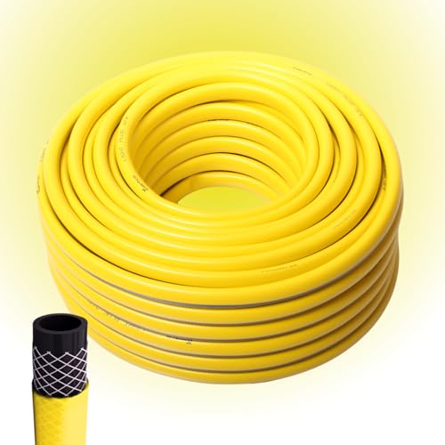 Gartenschlauch 3/4 Zoll grün oder gelb Schlauch Wasserschlauch 1m 20m 30m 50m mit oder ohne Adapter Set Varianten (Gelb, 50m) von All4you