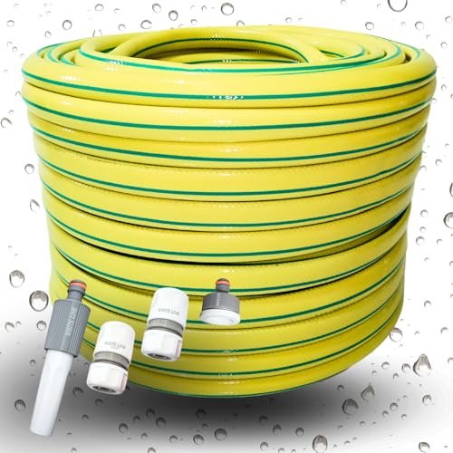 Gartenschlauch Schlauch 1/2 Zoll 1m 20m 30m 50m gelb grün Wasserschlauch + Adapterset Varianten (Gelb, 50m + Adapter Set) von All4you