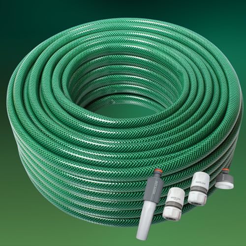 Gartenschlauch Wasserschlauch 1/2" 3/4" 1" Zoll 20m 30m 50m Schlauch Grün Gelb Varianten mit oder ohne Adapter Set zur Auswahl (Grün, 3/4 Zoll 50m + Adapter Set) von All4you
