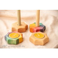 Waldorf Inspirierte Sonne 7 Strahlen Stern Kerzenleuchter Für Verschiedene Kerzen Oder Dekorationen -Regenbogenfarben Farbverlauf Kerzenhalter von AllAlive