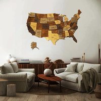 Holz 3D Landkarte Vereinigte Staaten Von Amerika Handgemachte Holzkunst Reisekarte Geburtstagsgeschenk Jahrestag Geschenk Wanddeko von AllAroundtheWood