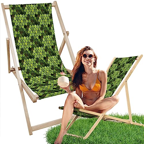 AllBags® liegestuhl Holz klappbar klappliegestuhl sonnenstuhl strandstuhl Balkon gartenliegestuhl (Blätter) von AllBags