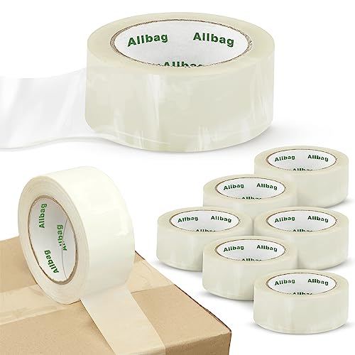 AllBags Paket-Klebeband PP Packband mit hoher Klebkraft in Profi-Qualität farblos/braun Universalklebeband für Versand, Umzug und Lagerung (Transparent 6 Rollen, 48mm/90m) von AllBags