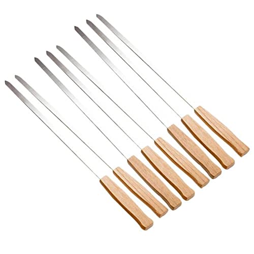 AllForYou 8pcs Kabob Spieß mit Holzgriff Kabob Halter wiederverwendbarer Kabob-Stick tragbarer rostsicherer 17 Zoll langes Grillstock für Picknick von AllForYou