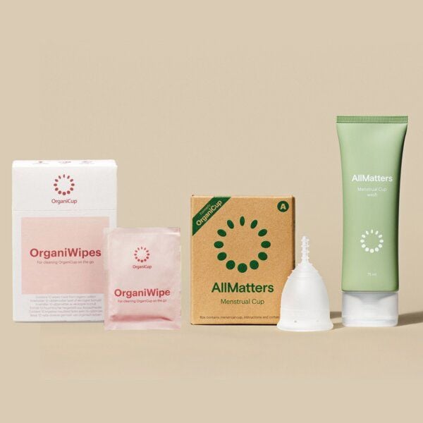 AllMatters Perioden Starter Set - Menstruationstasse, Reinigungstücher, Intimwaschgel von AllMatters